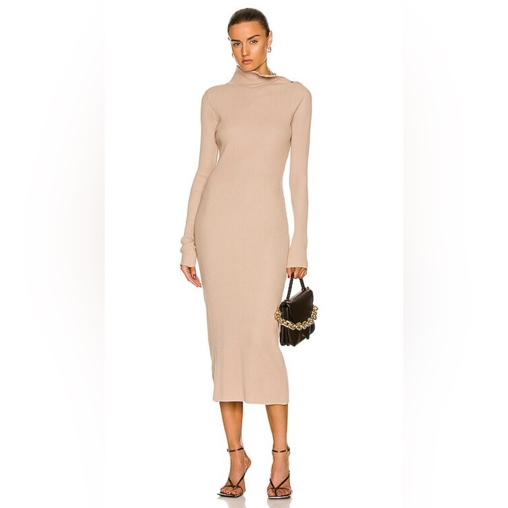 The Range | Women’s SZ XS | Maxi Dress Beige Waffle Knit Long Sleeve Turtleneck